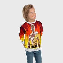 Свитшот детский Saitama in fire, цвет: 3D-белый — фото 2