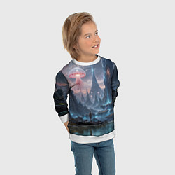 Свитшот детский Фантастический мир с медузами и озеро у гор, цвет: 3D-белый — фото 2