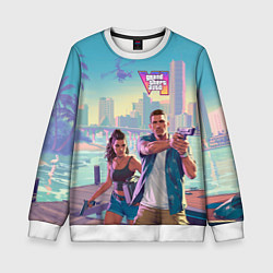 Свитшот детский Лусия Каминос и Джейсон Дюваль из Gta 6, цвет: 3D-белый