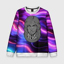 Свитшот детский Портрет Билли Айлиш из линий, цвет: 3D-белый