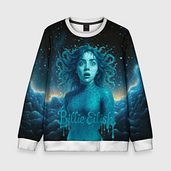 Свитшот детский Билли Айлиш из волн, цвет: 3D-белый