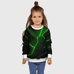 Свитшот детский Зеленая текстура с неоном, цвет: 3D-белый — фото 2