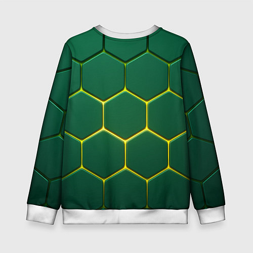 Детский свитшот Зеленые плиты с желтым светом / 3D-Белый – фото 2