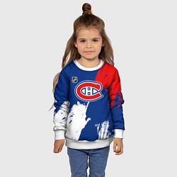 Свитшот детский Монреаль Канадиенс - брызги краски, цвет: 3D-белый — фото 2