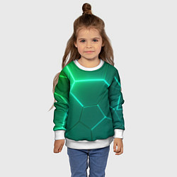 Свитшот детский Зеленые неоновые плитки, цвет: 3D-белый — фото 2