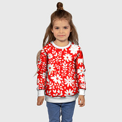 Свитшот детский Цветочный красно-белый, цвет: 3D-белый — фото 2