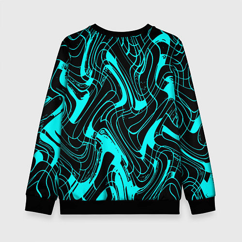 Детский свитшот Чёрно-голубой абстрактные линии / 3D-Черный – фото 2