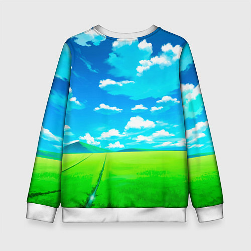 Детский свитшот Розовый заяц с мечом из морковки / 3D-Белый – фото 2