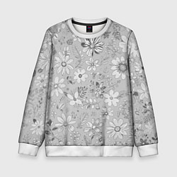 Детский свитшот Цветочный светло-серый паттерн