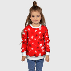 Свитшот детский Текстура красной гавайской рубашки, цвет: 3D-белый — фото 2