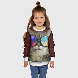 Свитшот детский A Cat with multicolored glasses, цвет: 3D-белый — фото 2