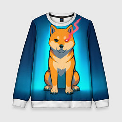 Свитшот детский Сиба-ину с неоновым взглядом, цвет: 3D-белый