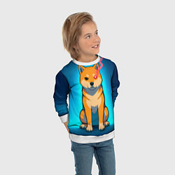 Свитшот детский Сиба-ину с неоновым взглядом, цвет: 3D-белый — фото 2