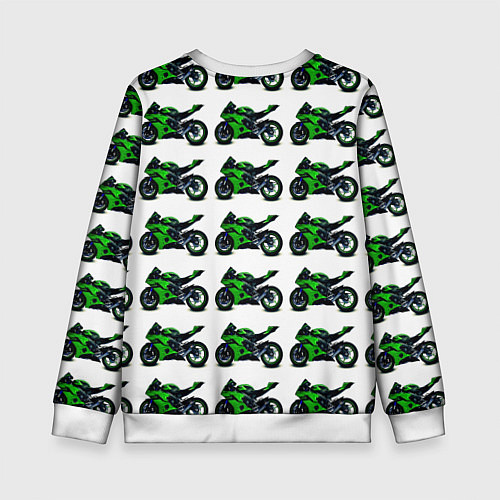 Детский свитшот Motorbike green / 3D-Белый – фото 2
