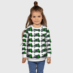 Свитшот детский Motorbike green, цвет: 3D-белый — фото 2