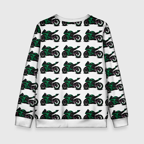 Детский свитшот Motorbike dark green / 3D-Белый – фото 2