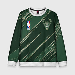 Свитшот детский Милуоки Бакс - линии с потертостями, цвет: 3D-белый