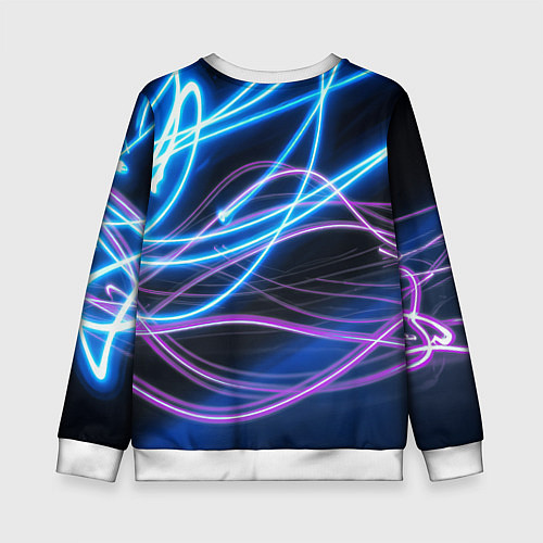 Детский свитшот Неоновая абстракция на темном / 3D-Белый – фото 2