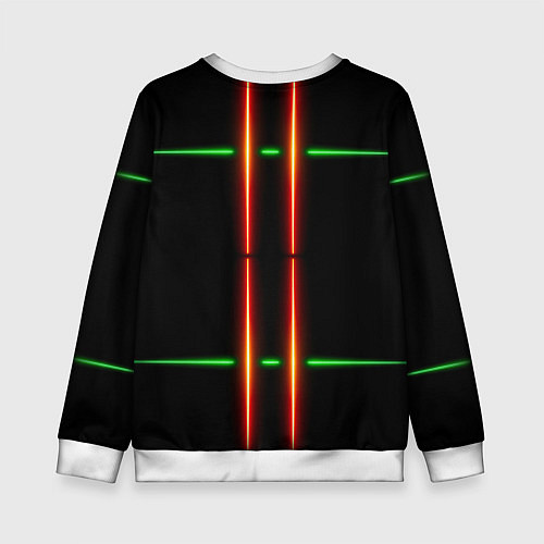 Детский свитшот Neon green black red line / 3D-Белый – фото 2