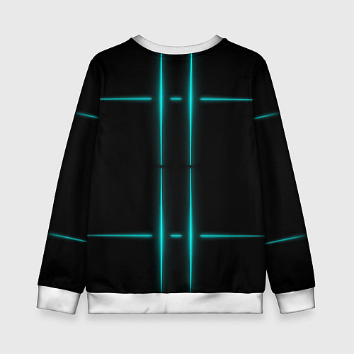 Детский свитшот Neon black light blue line / 3D-Белый – фото 2