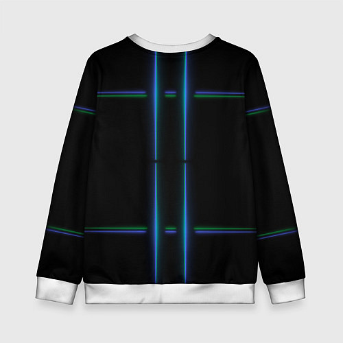 Детский свитшот Color black green blue lines / 3D-Белый – фото 2