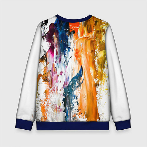 Детский свитшот Разноцветные мазки кисти на палитре художника / 3D-Синий – фото 2