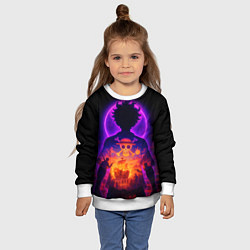 Свитшот детский Ванпис - неоновый Луффи, цвет: 3D-белый — фото 2