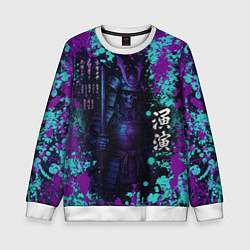 Свитшот детский Неоновый призрак самурая, цвет: 3D-белый