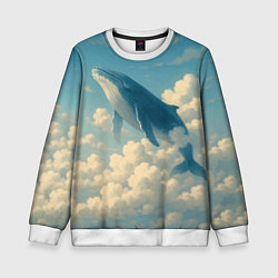 Свитшот детский Кит в облаках, цвет: 3D-белый