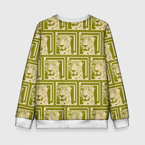 Детский свитшот Леопард в оливковом / 3D-Белый – фото 2