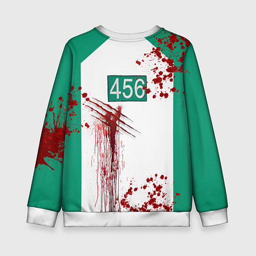 Детский свитшот Кровавая форма игрока 456 из игры в кальмара / 3D-Белый – фото 2