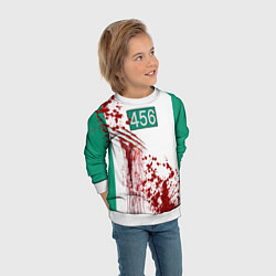 Свитшот детский Кровавая форма игрока 456 из игры в кальмара, цвет: 3D-белый — фото 2