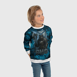 Свитшот детский Волк с флагом ВМФ, цвет: 3D-белый — фото 2