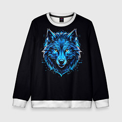 Свитшот детский Волк в красках, цвет: 3D-белый