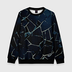 Свитшот детский Тёмный чёрно-синий битые плиты, цвет: 3D-черный