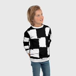 Свитшот детский Черные квадраты в виде шахматной доски, цвет: 3D-белый — фото 2