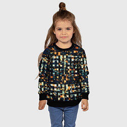 Свитшот детский Тёмный синий с оранжевым кубики абстракция, цвет: 3D-черный — фото 2