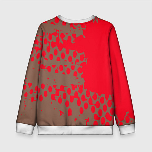 Детский свитшот Абстрактные алые пятна на цвете какао / 3D-Белый – фото 2