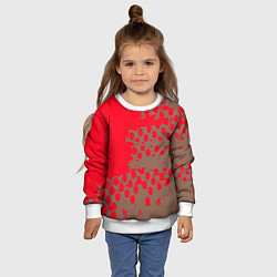Свитшот детский Абстрактные алые пятна на цвете какао, цвет: 3D-белый — фото 2