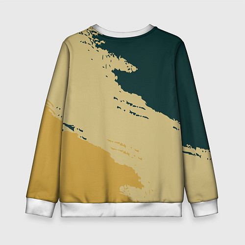 Детский свитшот Желто-зеленые абстрактные полосы / 3D-Белый – фото 2