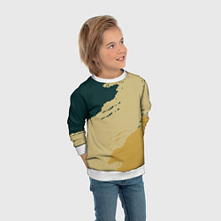 Свитшот детский Желто-зеленые абстрактные полосы, цвет: 3D-белый — фото 2