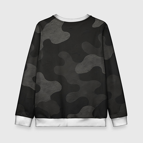 Детский свитшот Черно-серый камуфляж / 3D-Белый – фото 2