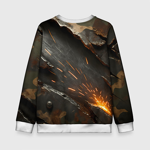 Детский свитшот Искры метала под камуфляжем / 3D-Белый – фото 2
