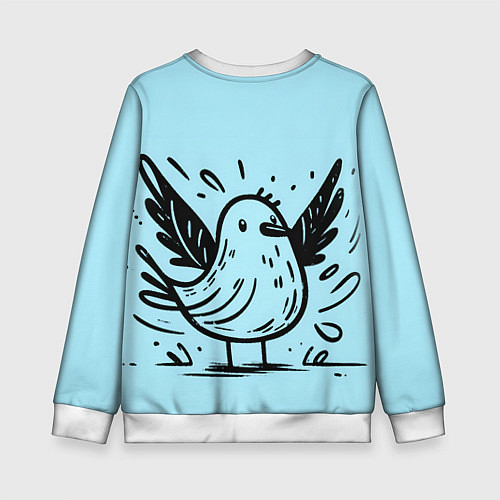 Детский свитшот Чайка в стиле скетча / 3D-Белый – фото 2