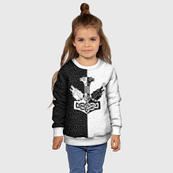 Свитшот детский Волки воины и знак молот тора в рунах, цвет: 3D-белый — фото 2