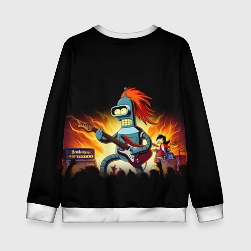 Детский свитшот Bender is a hard rock guitarist - Futurama / 3D-Белый – фото 2