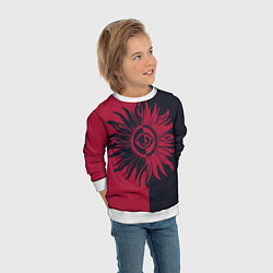 Свитшот детский Солнце красно-синее, цвет: 3D-белый — фото 2