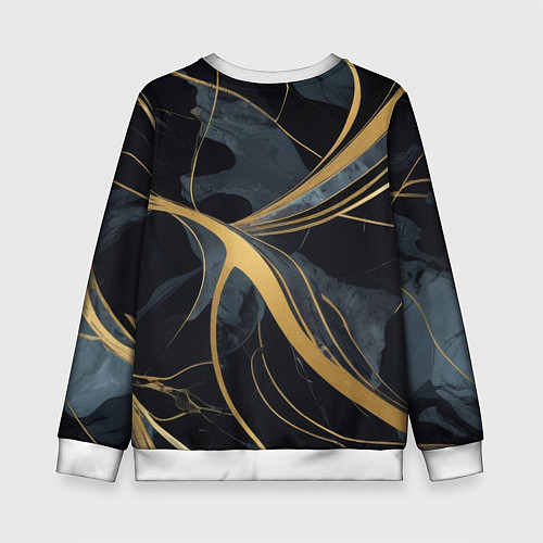 Детский свитшот Мраморный узор с золотыми полосками / 3D-Белый – фото 2