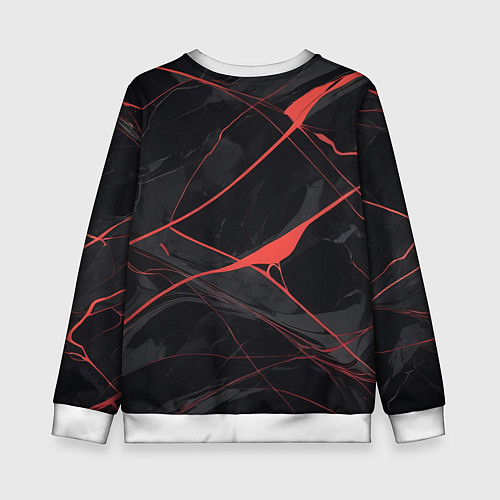 Детский свитшот Текстура мрамора с красными полосками / 3D-Белый – фото 2