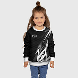 Свитшот детский Subaru - монохромный черный, цвет: 3D-белый — фото 2